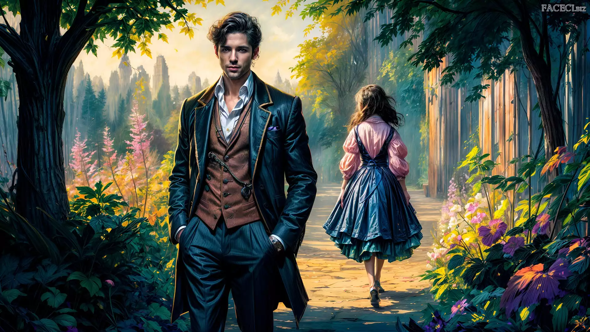 Mężczyzna, Kobieta, Grafika, Ścieżka